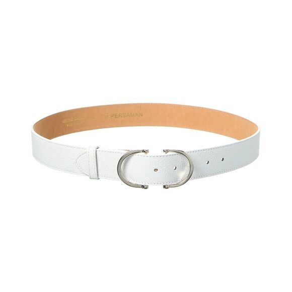 Persaman New York Jackie Leather Belt, White - Picture 1 of 3